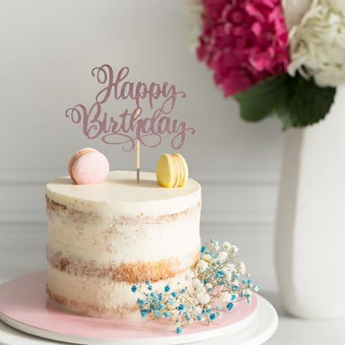 Happy Birthday Cake Toppers 9 Inch Glitter Happy Birthday Cake Pick for Birthday Anniversary Theme Party Cake Decorations Supplies