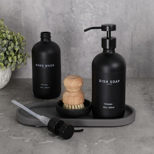 Set of 5 Kitchen Soap Dispenser Set 16 Oz Glass Hand Dish Soap Dispenser with Stainless Steel Pump (5 Count)