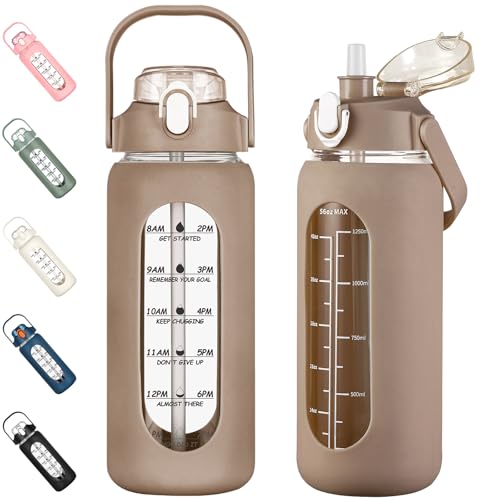 56oz Glass Water Bottles with Straw