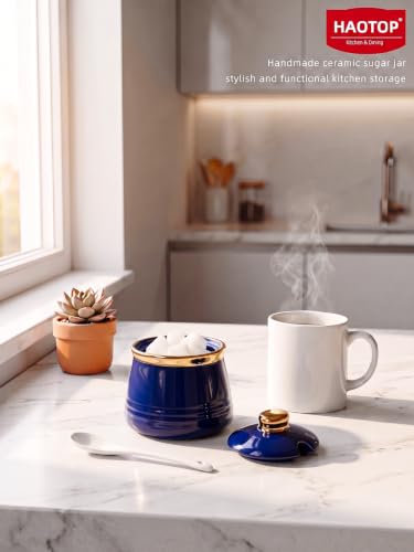 12oz Ceramic Sugar Bowl with Lid and Spoon