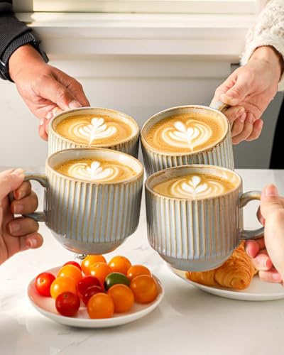 Coffee Mug Ceramic Set of 4 with Stand (4 Count)
