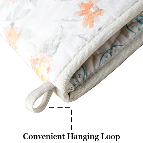 Amber Floral Oven Mitt & Pot Holder Set 2