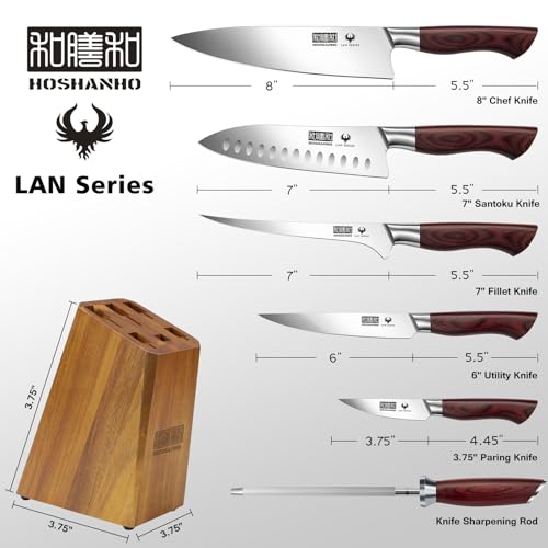 7PCS Kitchen Knife Set with Block (7 Count)