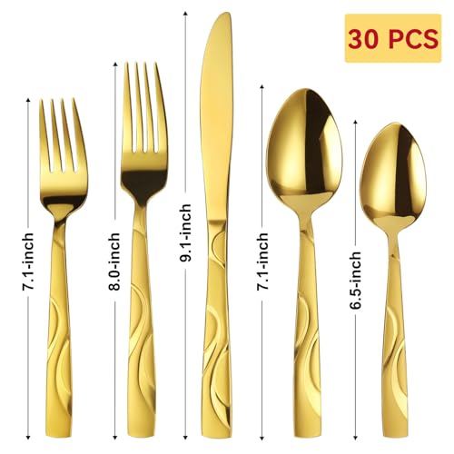 30 Piece Gold Silverware Set for 6 (30 Count)