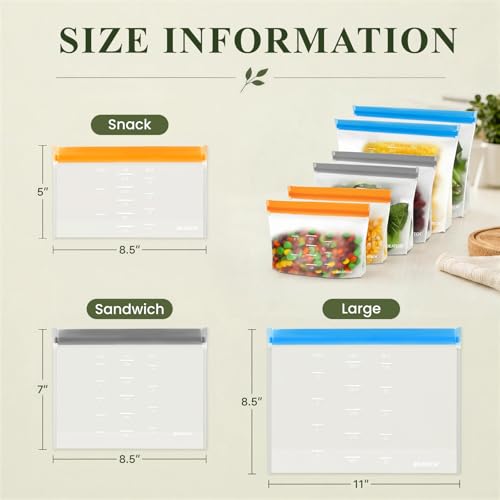 Dishwasher Safe Reusable Storage Bags Stand Up (18 Count)