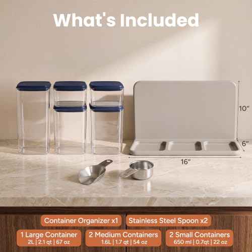 Glass Airtight Food Storage Containers with Pop Lids (5 Count)