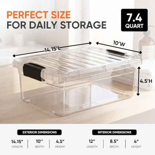 7.4 Quart Clear Plastic Storage Bin with Lid (5 Count)