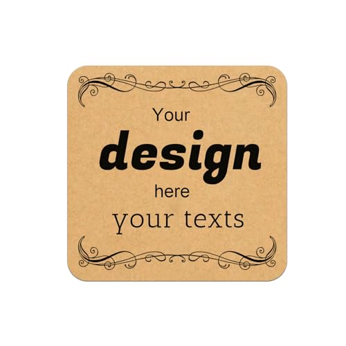 Custom Stickers Personalized Square Kraft Paper Sticker Customizable Floral Wreath Labels (100 Count)