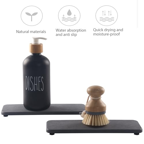 2Pcs Stone Soap Trays Water Absorbing Diatomite Coaster (2 Count)