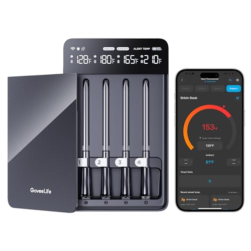 Smart Wireless Meat Thermometer Digital 4 Probes with App Alarm (4 Count)