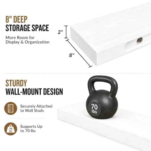 60 inch White Floating Shelves for Wall 8 (2 Count)