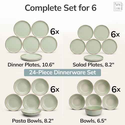 24 Piece Stoneware Dinnerware Set for 6 (24 Count)