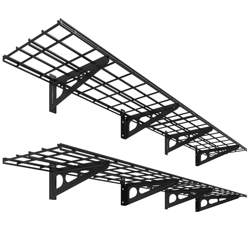 12-inch-by-72-inch Wall Shelf Garage Storage Rack Wall Mounted Floating Shelves,1x6ft,Black, 2-Pack, Classic Series (2 Count)