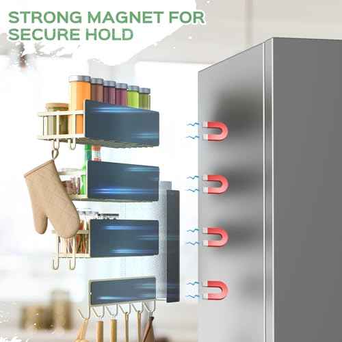 5 Pack Multifunctional Magnetic Shelves for Refrigerator Spice Rack & Washing Machine Organize (5 Count)