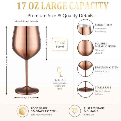 Unbreakable Stainless Steel Wine Glasses Set of 4 (4 Count)
