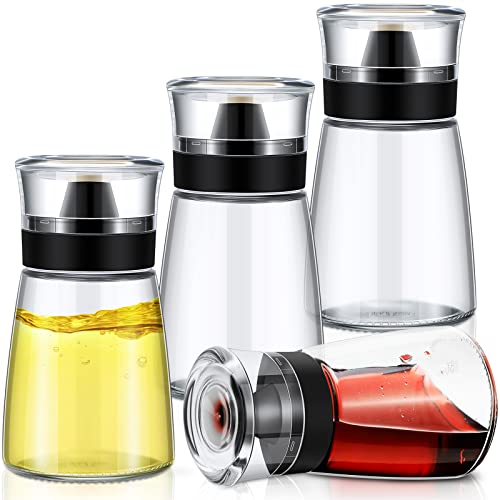 4 Pieces 5.4 oz Oil and Vinegar Dispenser Set with No Drip Tops