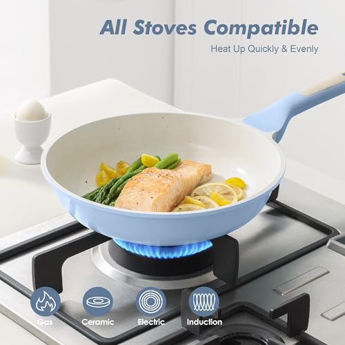 10Inch Nonstick Ceramic Frying Pan with Lid