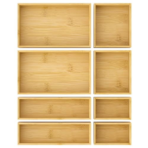 Bamboo Drawer Organizer Boxes (8 Count)