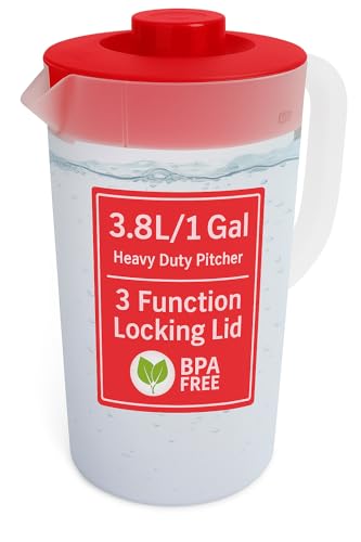 Water Pitcher with Lid 1 Gallon Pitcher BPA Free & Phthalate Free