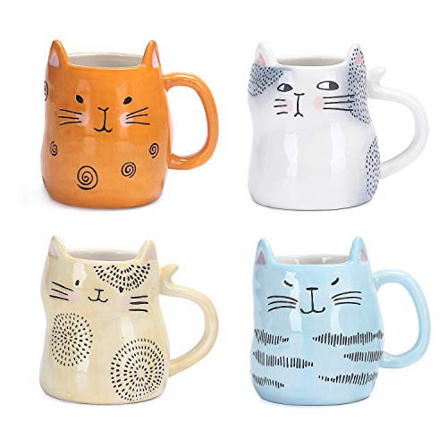 Cat Coffee Mugs Set of 4 (4 Count)