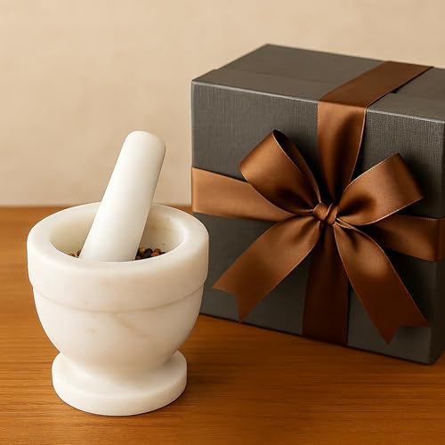Handcrafted 4 inch Mortar and Pestle Solid Marble Grinder for Spices and Herbs Artisan Carved from Yushan Marble Elegant and Durable for Everyday Cooking