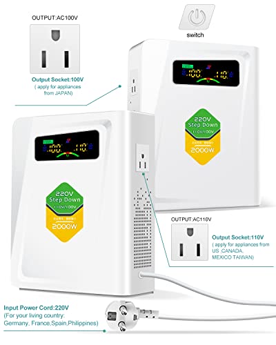 Step Down Transformer 220v to 110v Voltage Converter 2000w