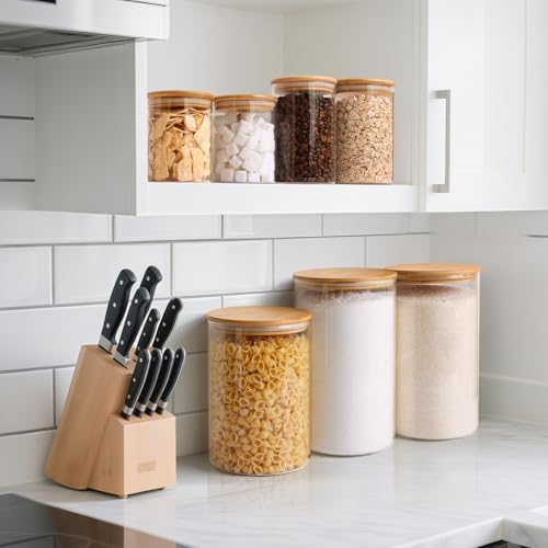 Glass Storage Jars with Bamboo Lids 1.8 Qt 2 Pack Large Round (2 Count)