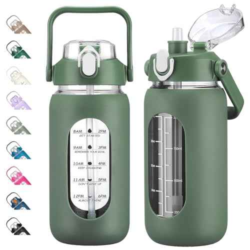 42oz Glass Water Bottles with Straw