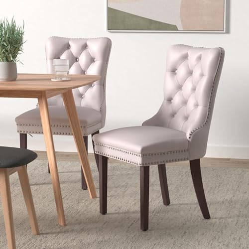 Beige Velvet Dining Chairs Set of 2 (2 Count)