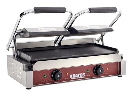 Commercial Electric Panini Sandwich Grill with Smooth Plates
