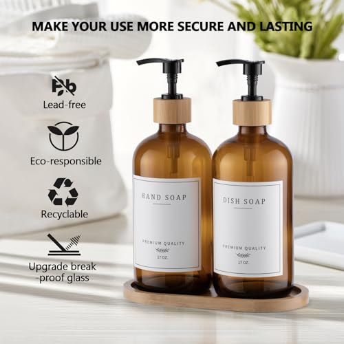 Amber Glass Soap Dispenser (2 Count)