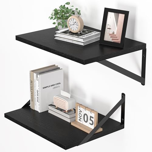 16W x 12D Deep Floating Shelves Set of 2 Black (2 Count)