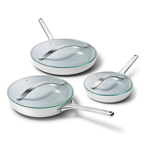 Carway Fry Pan Trio with Glass Lids (6 Count)