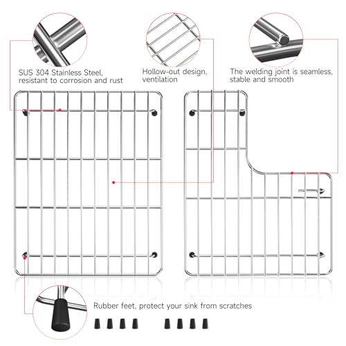 23.2'' x 11.6'' Stainless Steel Sink Protectors with Rubber Feet