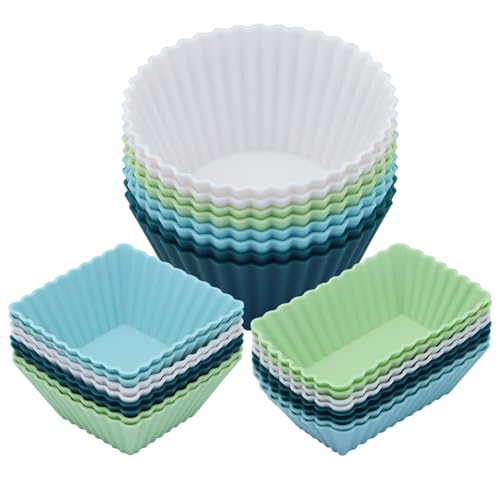 24Pack Silicone Muffin Baking Cups Cupcake Liners Lunch Box Bento Dividers (24 Count)