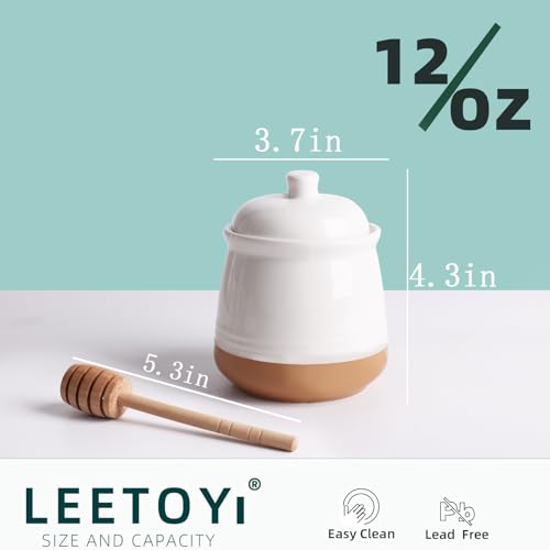 Honey jar with Lid and Wooden Dipper (12 Ounce)