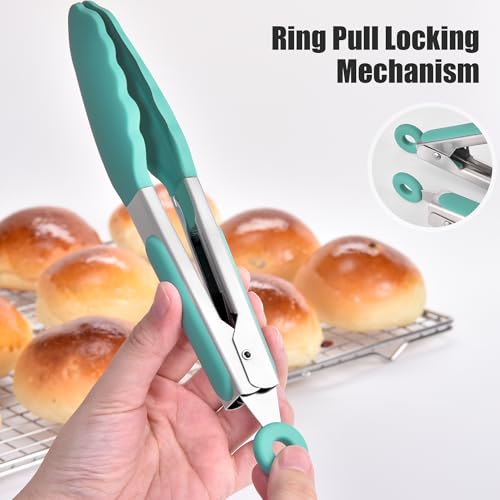 Kitchen Tongs with Silicone Tips for Cooking Serving