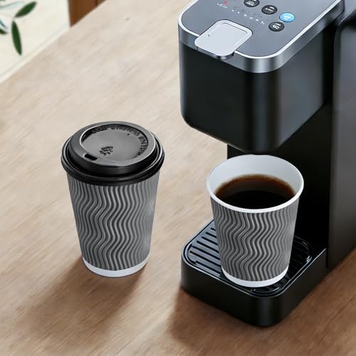 50 Pack 10 oz Insulated Disposable Coffee Cups With Lids (50 Count)