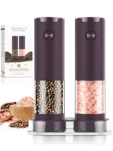 Electric Salt and Pepper Grinder Set Automatic Battery Pepper Mill Shakers Adjustable Coarseness Upgraded Larger Capacity with Led Home and Kitchen Appliances
