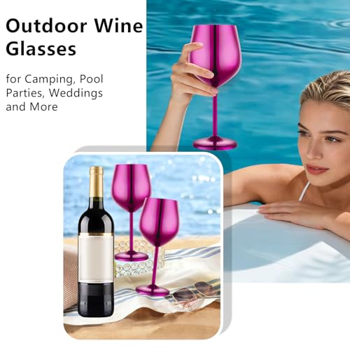 Unbreakable Stainless Steel Wine Glasses Set of 4 (4 Count)