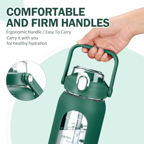 56oz Glass Water Bottles with Straw