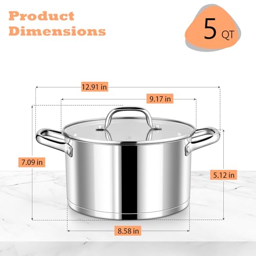 5 Quarts Stock Pot with Lid
