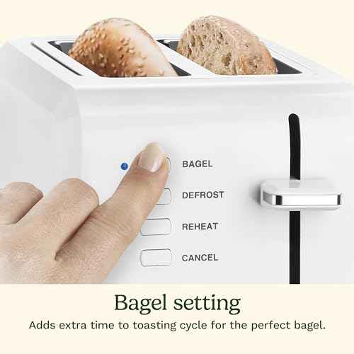 CPT-122 2-Slice Compact Plastic Toaster, Slots for Bagels & Bread, 7 Shade Settings, Cancel/Defrost/Reheat Functions, Removable Crumb Tray, Small Kitchen Appliance for Home & Office, White