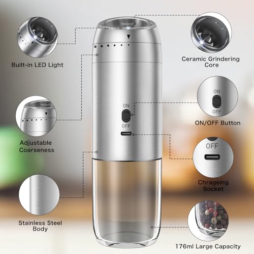 Electric Salt and Pepper Grinder Set (2 Count)