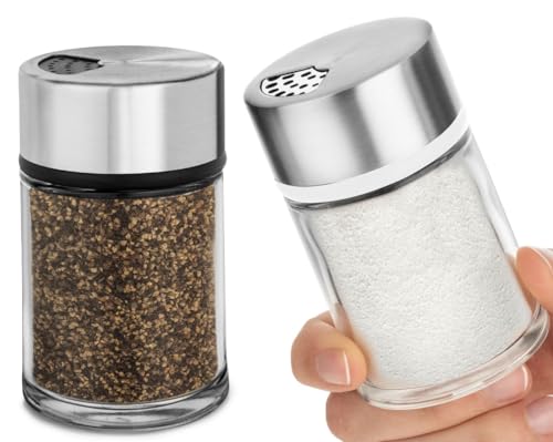Salt and Pepper Shakers Set with Adjustable Pour Holes