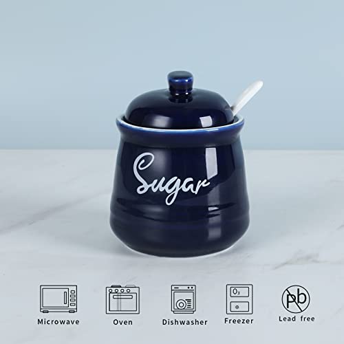 Farmhouse Porcelain Sugar Bowl with Lid and Spoon 12oz
