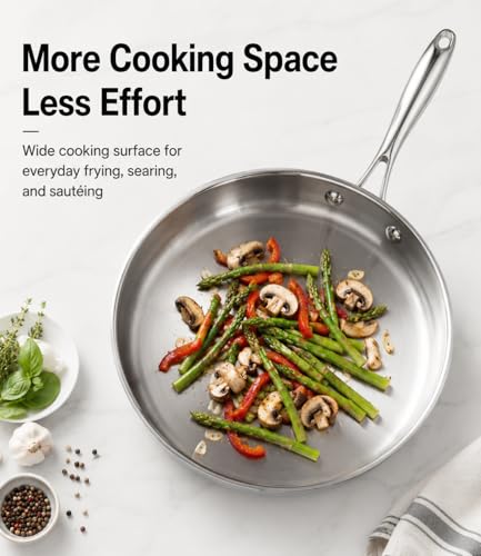 Stainless Steel Frying Pan 8 Inch with Lid