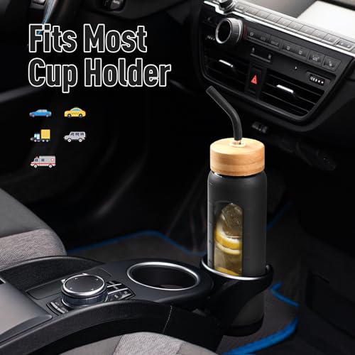 24oz Glass Water Bottle with Straw and 2 Lids