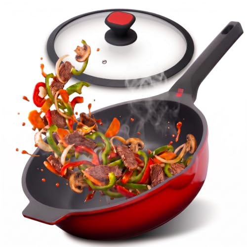 Nonstick Deep Frying Pan Skillet with Silicone Lid