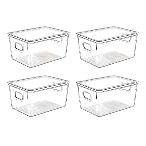 Clear Plastic Storage Bins with Lids (4 Count)